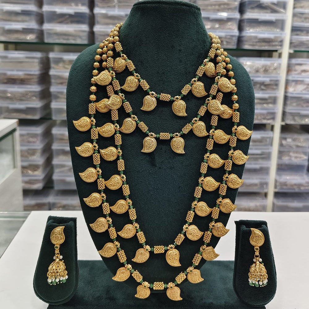 ZF Collection Traditional Beads Multi Layer Long Necklace Set 