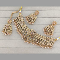 ZF Collection Stylish Crystal Stone And Beads Choker Necklace Set