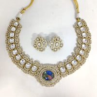 ZF Collection Festive Wear Polki Kundan Stone Necklace Set 