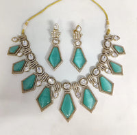 ZF Collection Festive Wear Polki Kundan Stone Necklace Set 