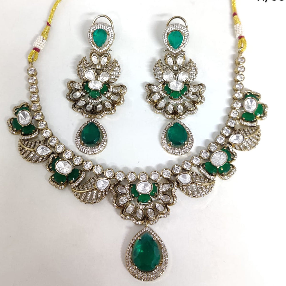 ZF Collection Festive Wear Polki Kundan Stone Necklace Set 