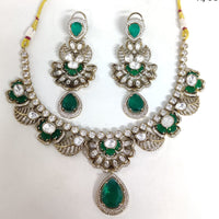 ZF Collection Festive Wear Polki Kundan Stone Necklace Set 