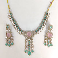 ZF Collection Festive Wear Polki Kundan Stone Necklace Set