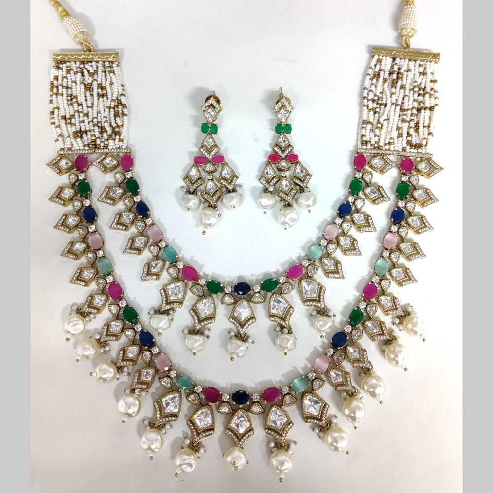 ZF Collection Festive Wear Polki Kundan Stone Necklace Set 