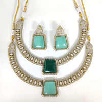 ZF Collection Festive Wear Polki Kundan Stone Necklace Set 