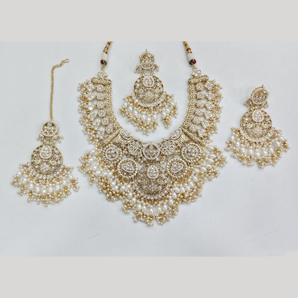 ZF Collection Festive Wear Polki Kundan Stone And Pearl Necklace Set