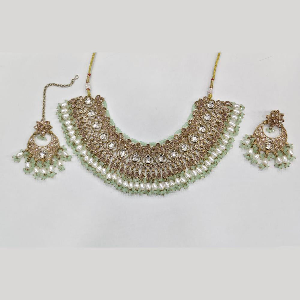 ZF Collection Glamorous Crystal Stone And Beads Necklace Set 