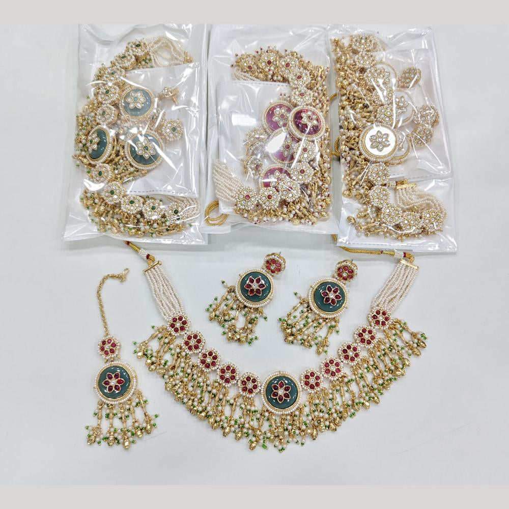 ZF Collection Glamorous Pota Stone And Pearl Necklace Set 