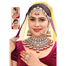 Shri Dwarkadhish Art Kundan Stone And Beads Semi Bridal Necklace Set