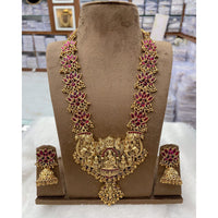 Ridhi Art Jewellery South Indian Pota Stone And Pearl Long Temple Necklace Set