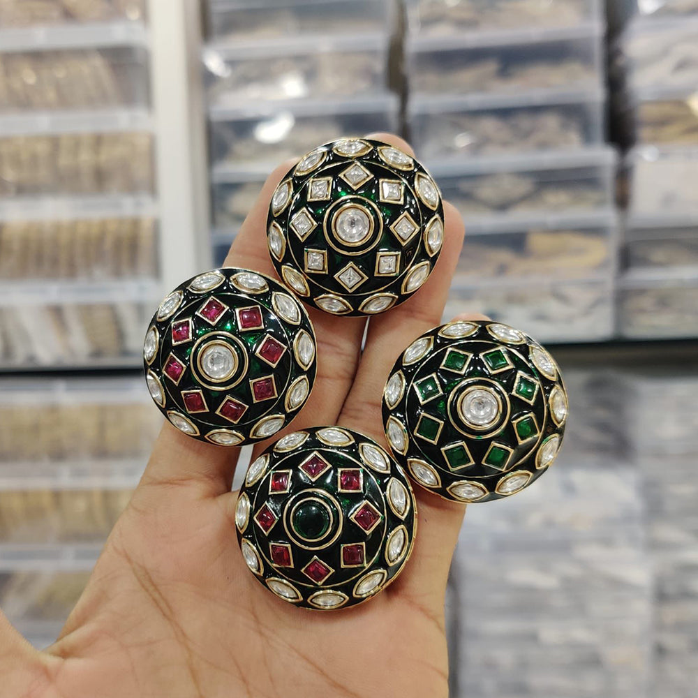 Ridhi Art Jewellery Traditional Pota Stone Meenakari Finger Ring