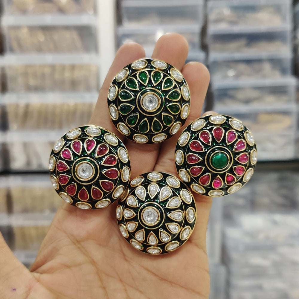 Ridhi Art Jewellery Traditional Pota Stone Meenakari Finger Ring