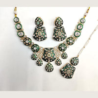 Ridhi Art Jewellery Luxury Pota Stone meenakari Necklace Set
