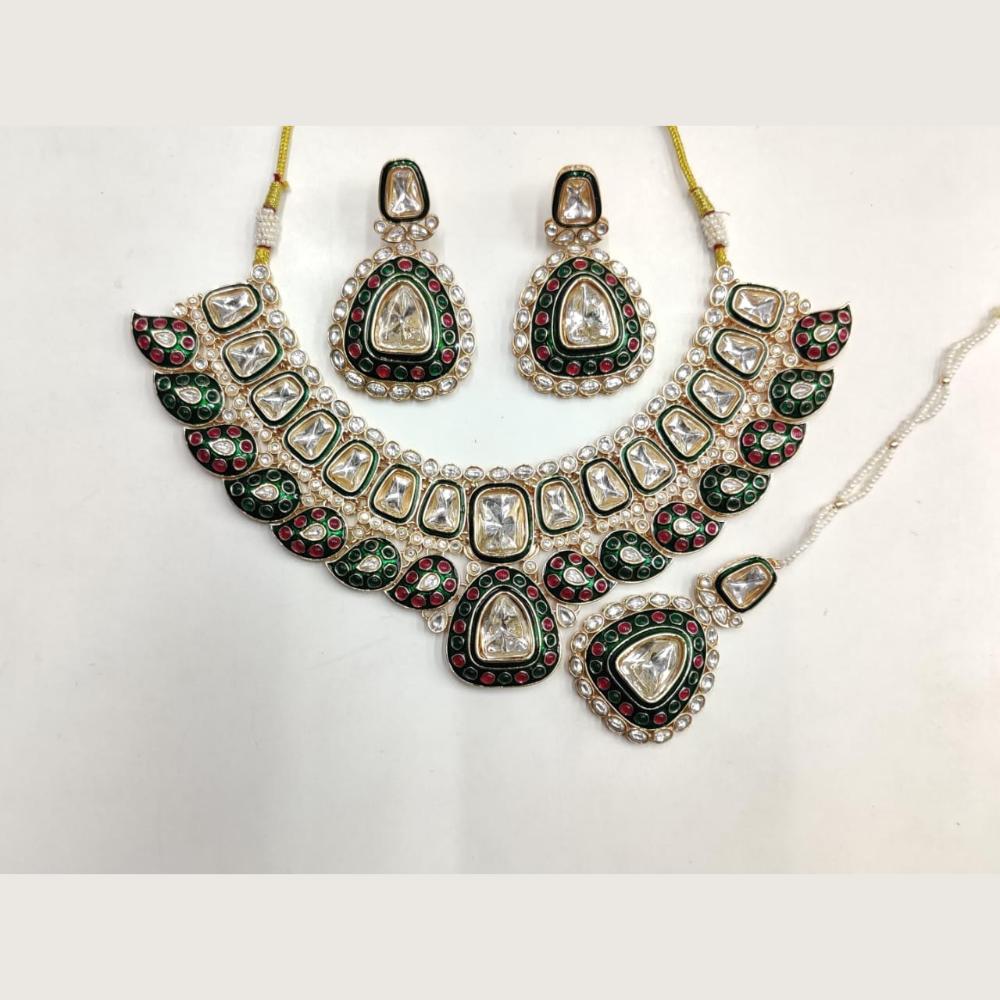 Ridhi Art Jewellery Luxury Pota Stone meenakari Necklace Set