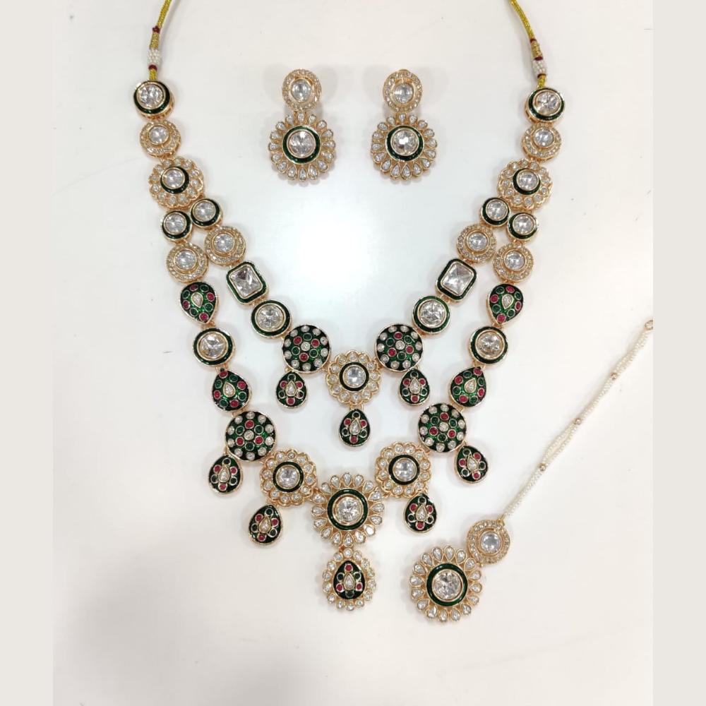 Ridhi Art Jewellery Luxury Pota Stone meenakari Necklace Set