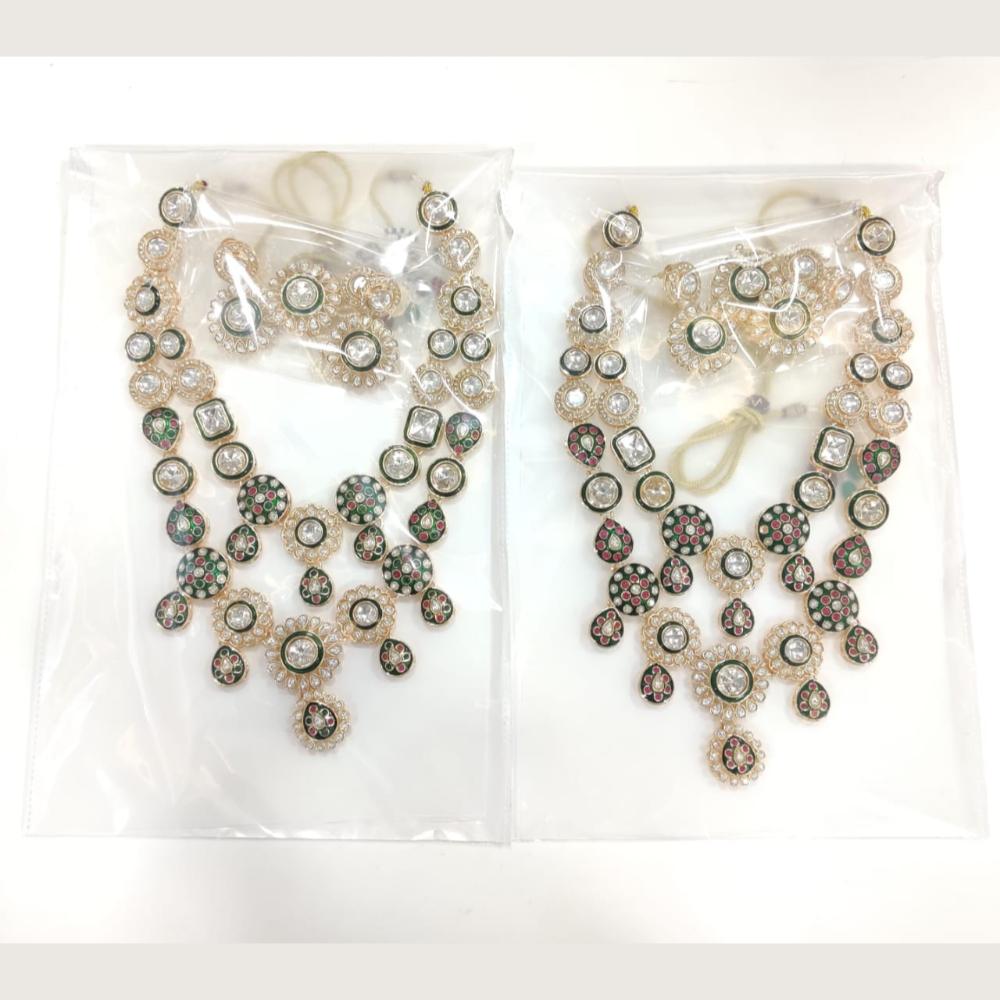 Ridhi Art Jewellery Luxury Pota Stone meenakari Necklace Set