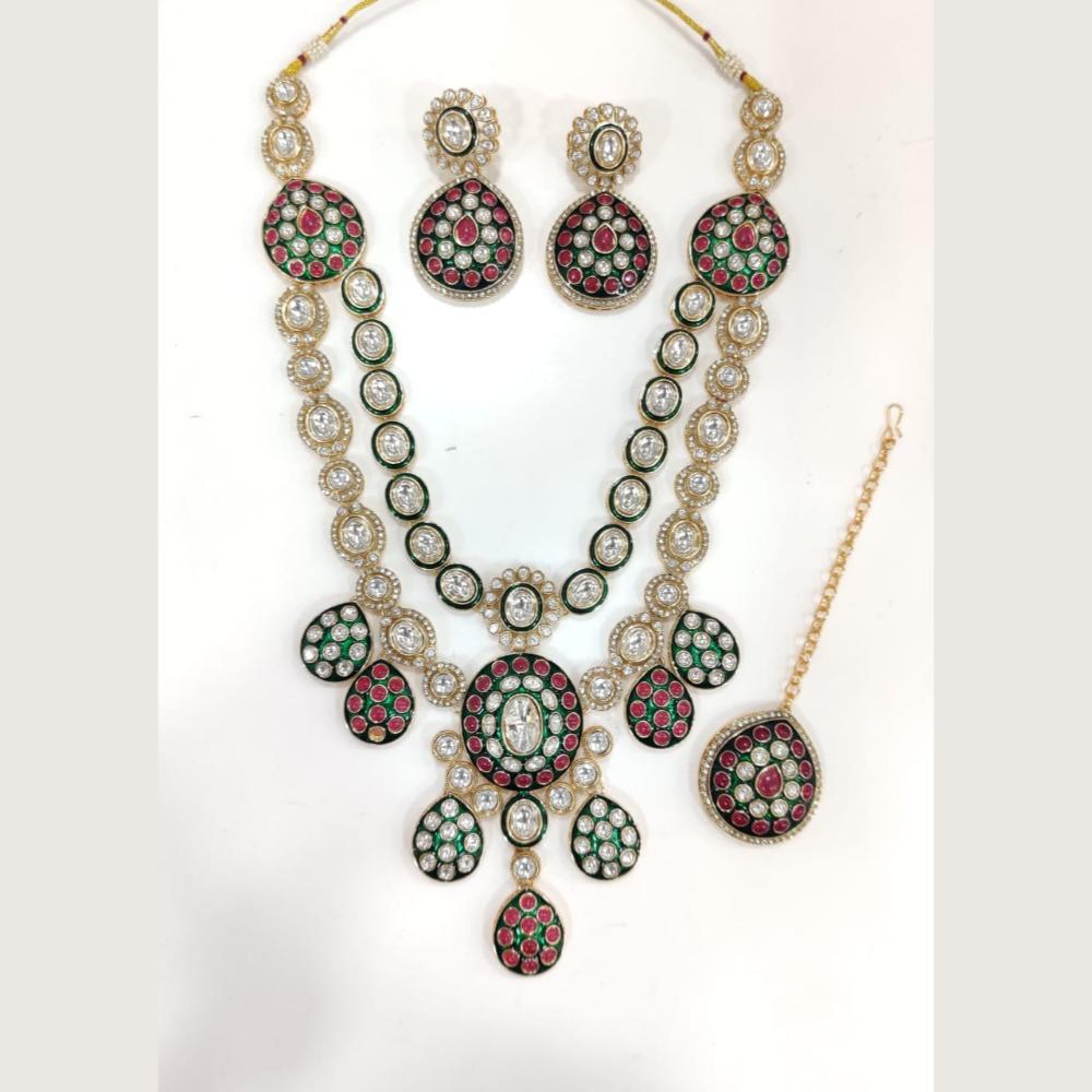 Ridhi Art Jewellery Luxury Pota Stone meenakari Necklace Set