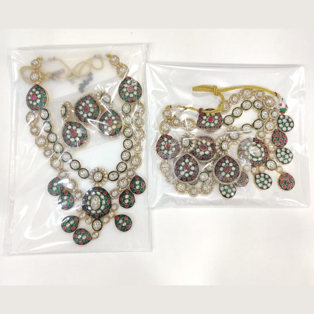 Ridhi Art Jewellery Luxury Pota Stone meenakari Necklace Set