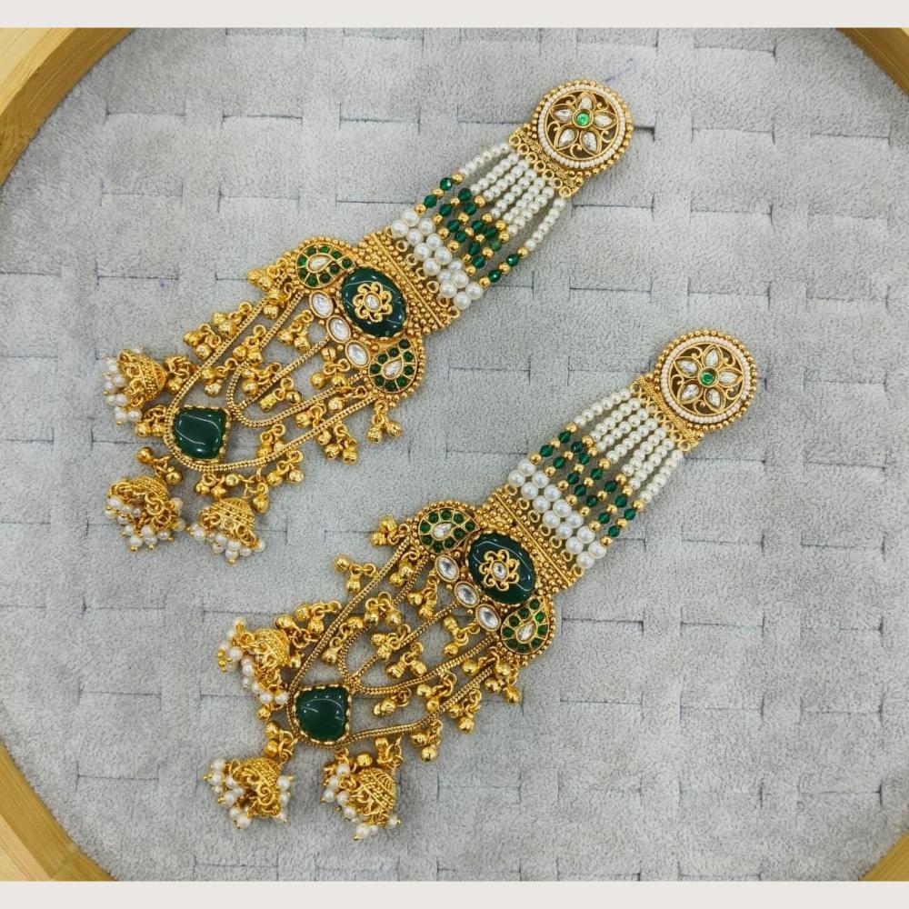 Ridhi Art Jewellery Pota Stone And Pearl Jhumki Earrings