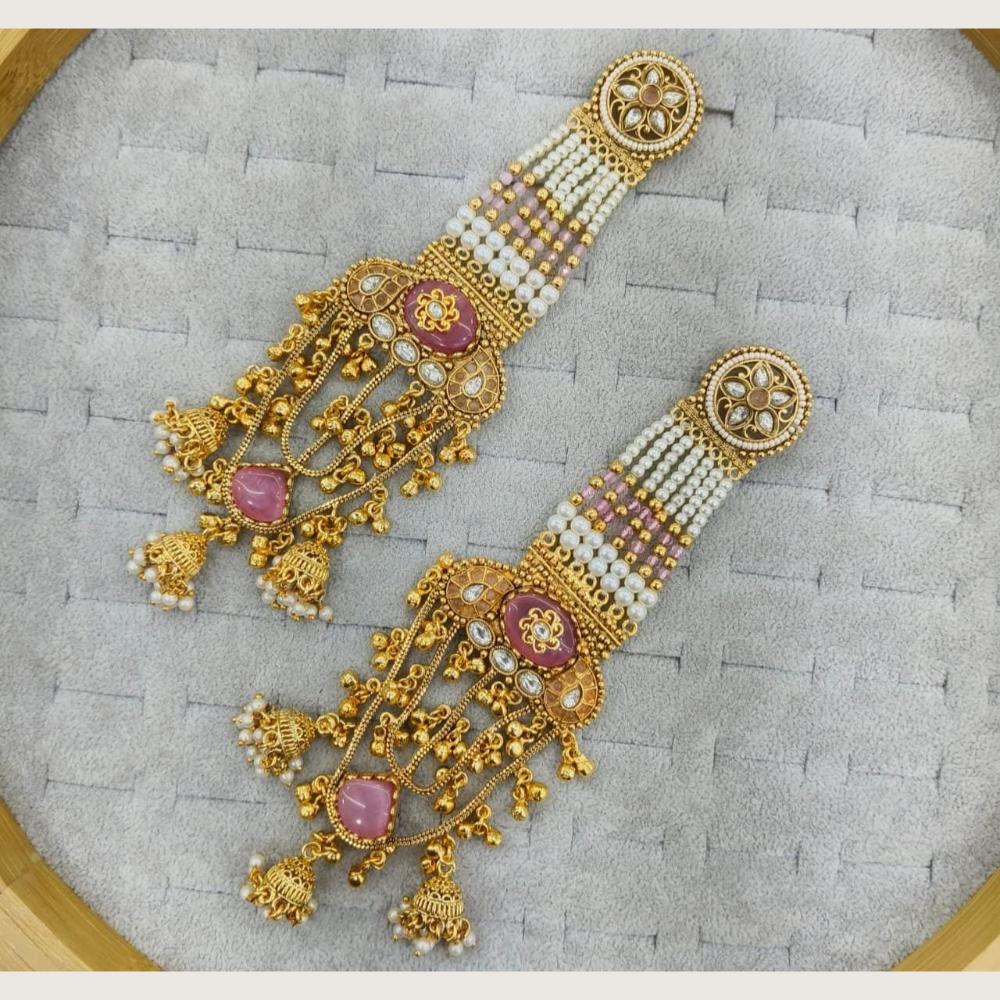 Ridhi Art Jewellery Pota Stone And Pearl Jhumki Earrings