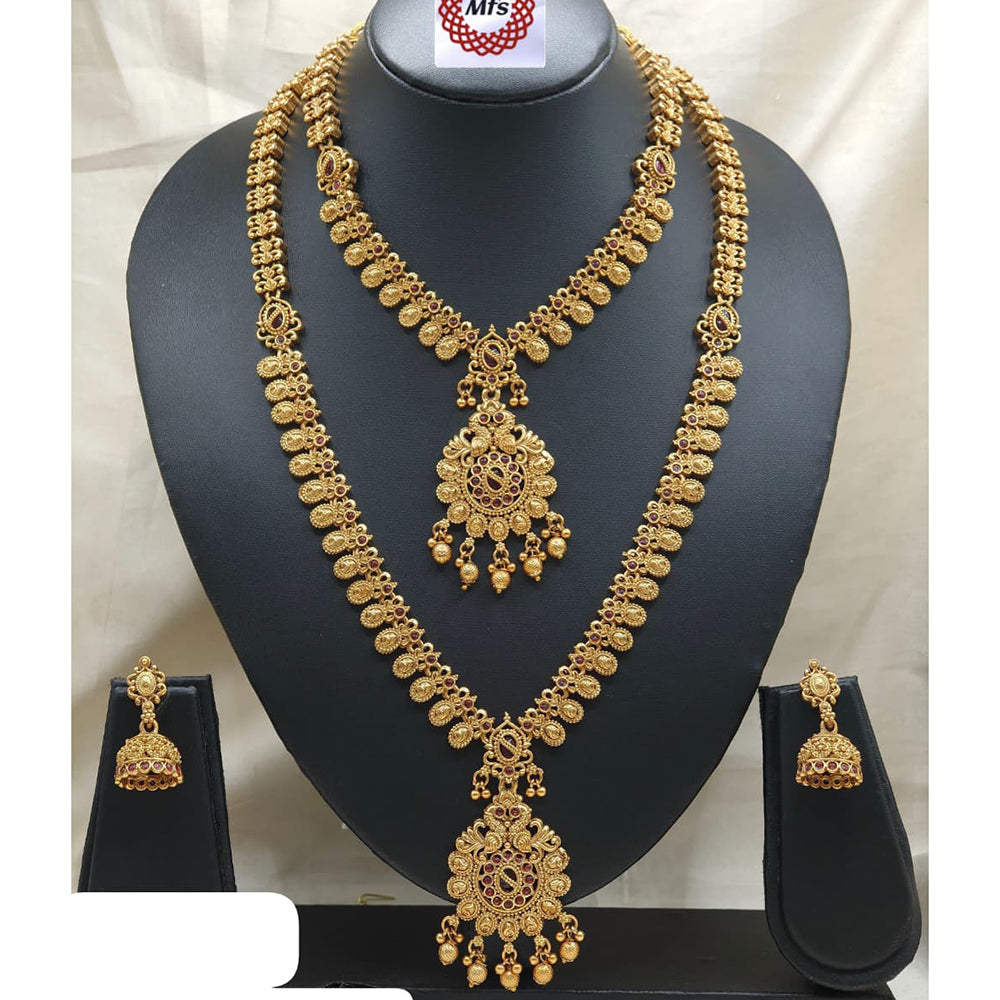 Ridhi Art Jewellery Classic Pota Stone And Beads Statement Double Necklace Set