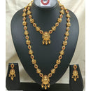 Ridhi Art Jewellery Classic Pota Stone And Beads Statement Double Temple Necklace Set