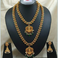 Ridhi Art Jewellery Classic Pota Stone And Beads Statement Double Temple Necklace Set