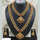 Ridhi Art Jewellery Classic Pota Stone And Beads Statement Double Temple Necklace Set