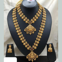 Ridhi Art Jewellery Classic Pota Stone And Beads Statement Double Temple Necklace Set