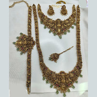 Ridhi Art Jewellery Classic Pota Stone And Beads Double Temple Necklace Set With Kamarbandh