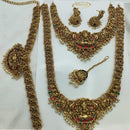 Ridhi Art Jewellery Classic Pota Stone And Beads Double Temple Necklace Set With Kamarbandh