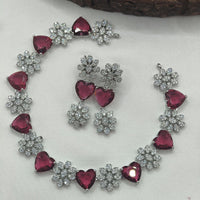 Ridhi Art Jewellery Glamorous Heart American Daimond Necklace Set