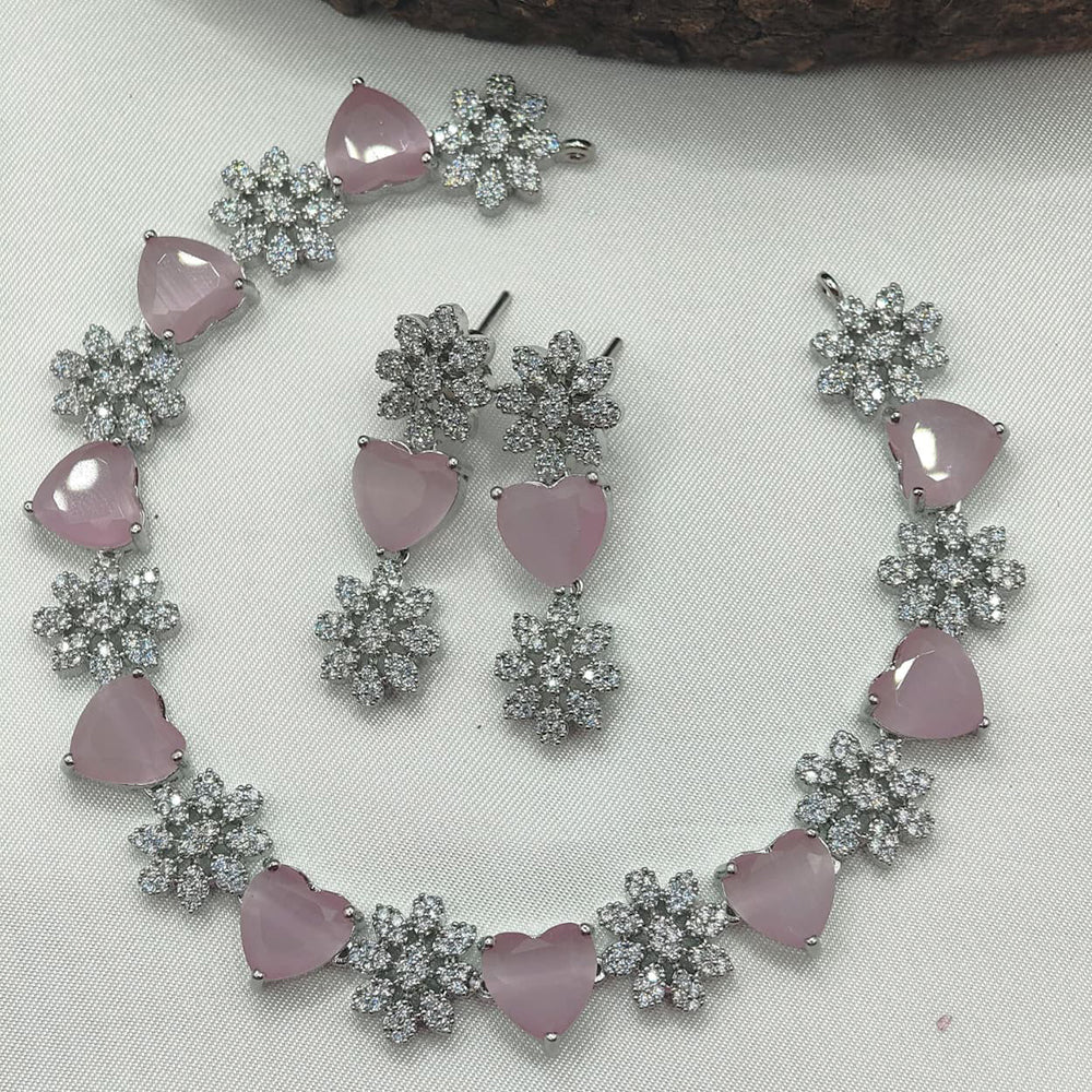 Ridhi Art Jewellery Glamorous Heart American Daimond Necklace Set