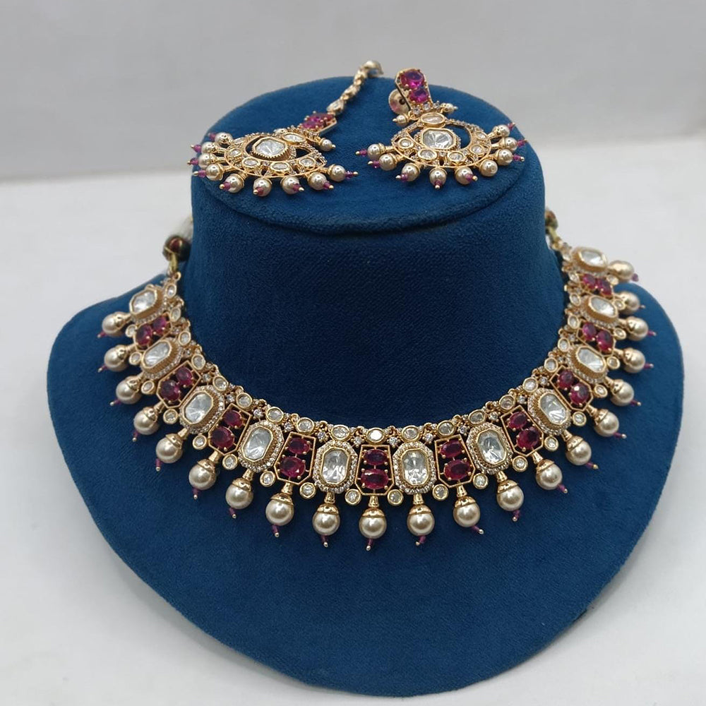 Ridhi Art Jewellery Regal Polki Kundan Stone And Beads Designer Choker Necklace Set