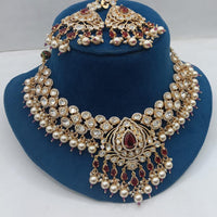Ridhi Art Jewellery Regal Polki Kundan Stone And Beads Designer Choker Necklace Set