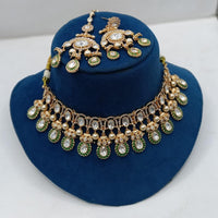 Ridhi Art Jewellery Regal Polki Kundan Stone And Beads Designer Choker Necklace Set