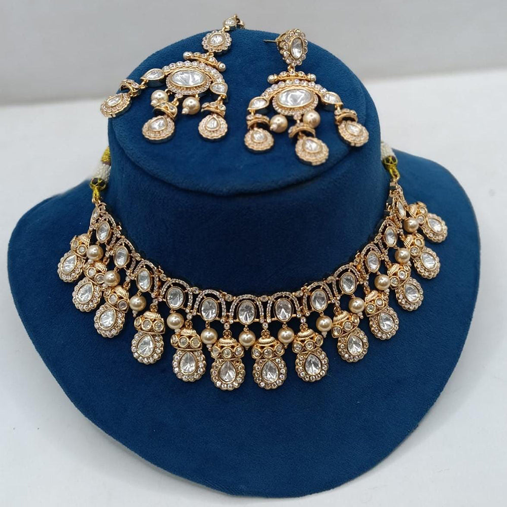 Ridhi Art Jewellery Regal Polki Kundan Stone And Beads Designer Choker Necklace Set