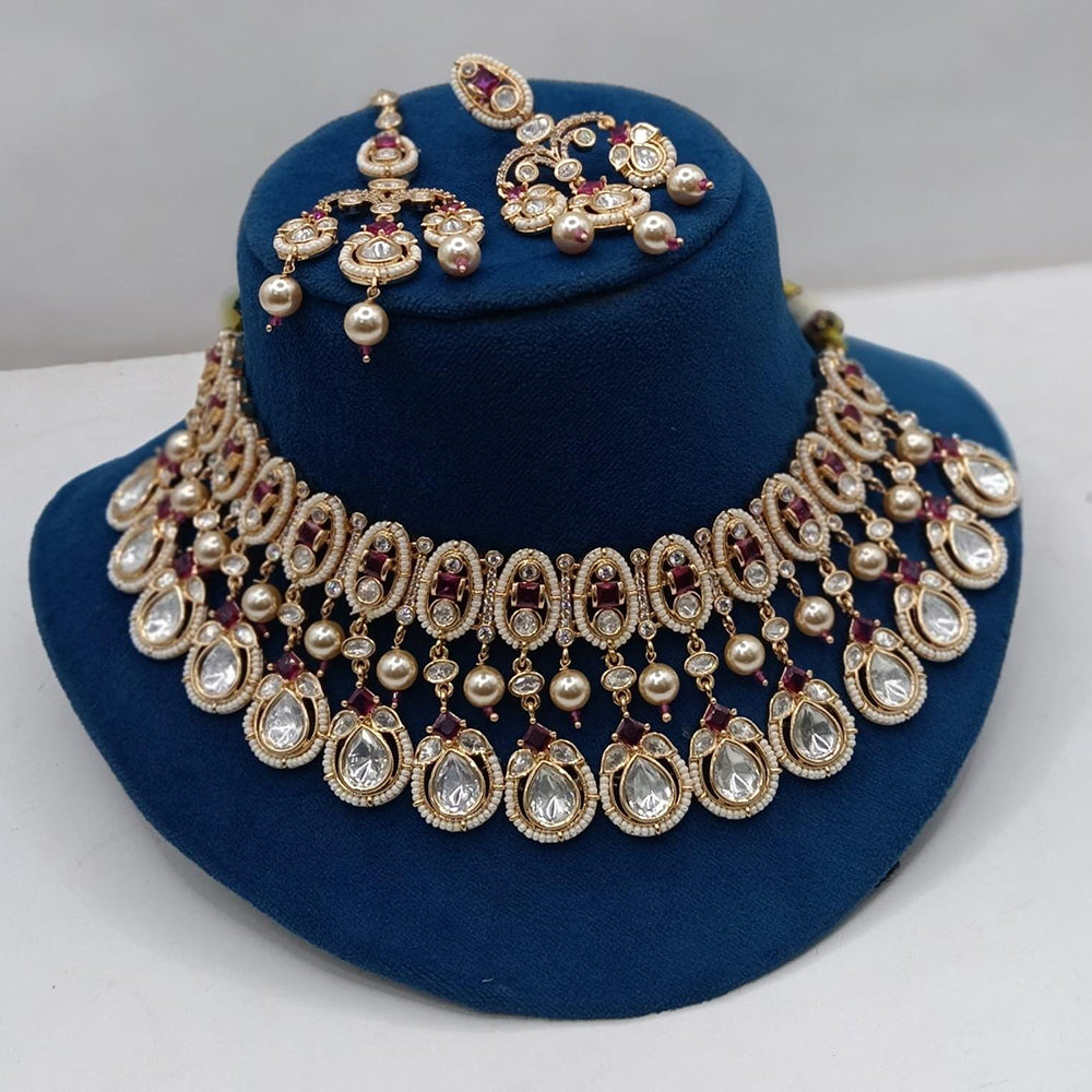 Ridhi Art Jewellery Regal Polki Kundan Stone And Beads Designer Choker Necklace Set
