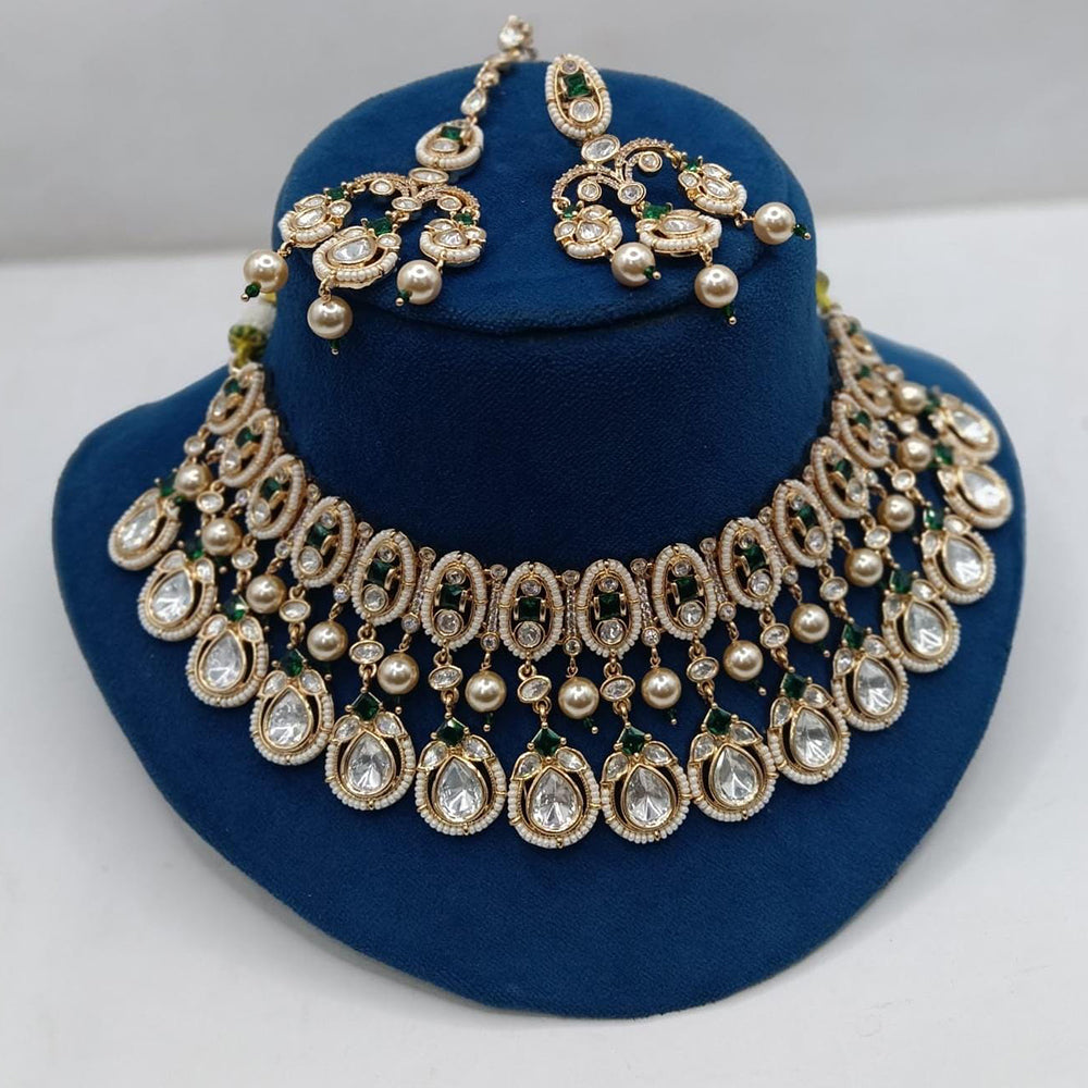 Ridhi Art Jewellery Regal Polki Kundan Stone And Beads Designer Choker Necklace Set