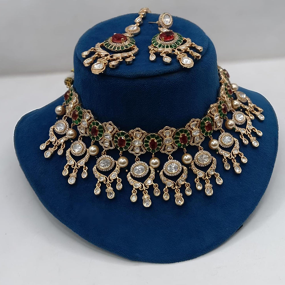 Ridhi Art Jewellery Regal Polki Kundan Stone And Beads Designer Choker Necklace Set