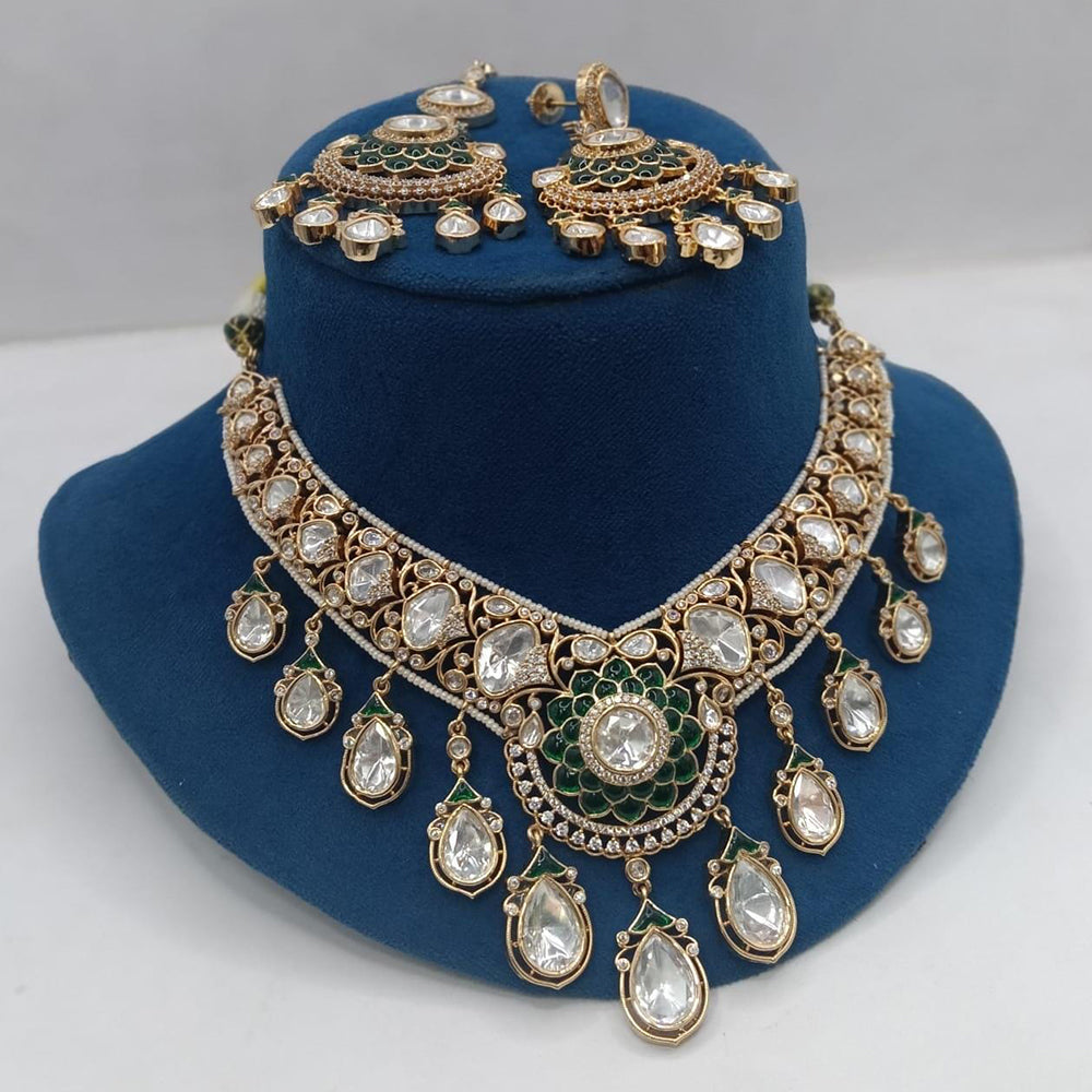 Ridhi Art Jewellery Regal Polki Kundan Stone And Pearl Designer Choker Necklace Set
