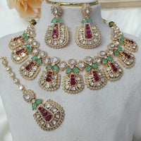 Ridhi Art Jewellery Designer Bridal Style Kundan Polki Stone Necklace Jewellery Set