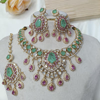 Ridhi Art Jewellery Designer Bridal Style Kundan Polki Stone Necklace Jewellery Set