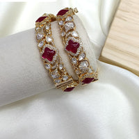 Ridhi Art Jewellery Royal Polki Kundan Stone Openable Bangles Set