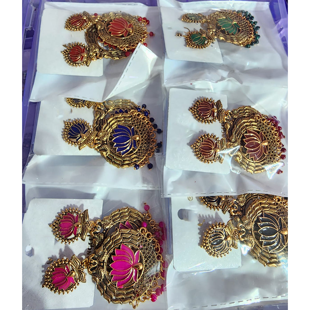 Rekha Gold Royal Meenakari And Pearl Designer Dangler Earrings