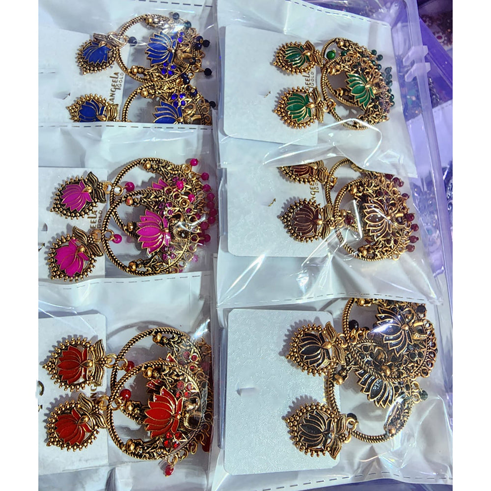 Rekha Gold Royal Meenakari And Pearl Designer Dangler Earrings (Pack of 30)