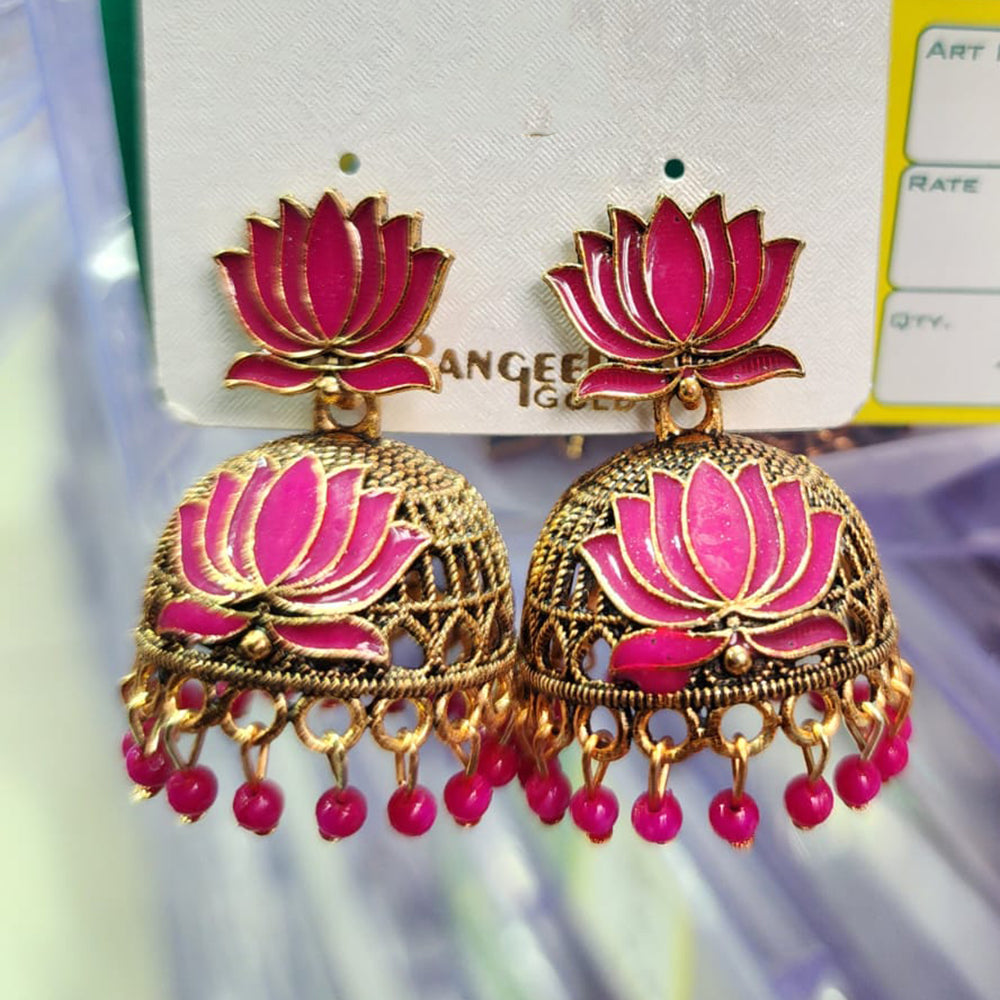 Rekha Gold Royal Meenakari And Pearl Designer Jhumki Earrings (Pack of 20)