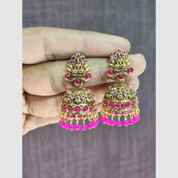 Rekha Gold Pota Stone And Pearl Temple Designer Jhumki Earrings (Pack of 27)