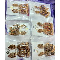 Rekha Gold Pota Stone And Pearl Temple Designer Jhumki Earrings (Pack of 24)
