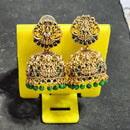Rekha Gold Pota Stone And Pearl Temple Designer Jhumki Earrings (Pack of 24)